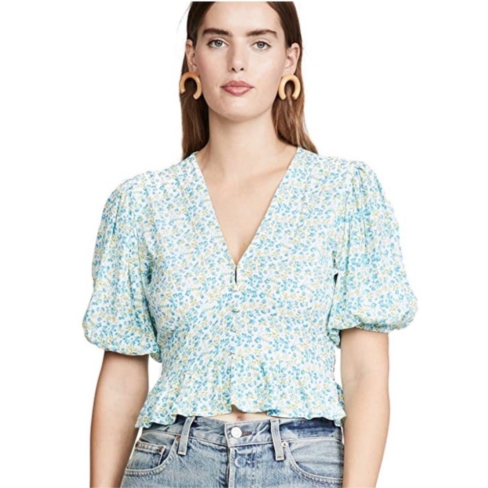Faithfull The Brand Mona Top Tilde Floral Print‎ Size 6/M Cottagecore Boho